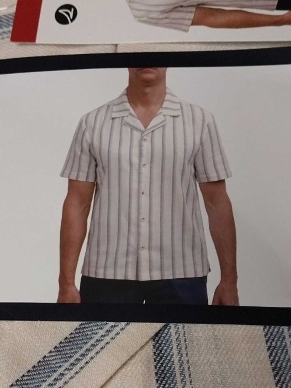 Sperry Cream and Blue Striped Camp-Collar Button Down Shirt Mens XL - Picture 2 of 8